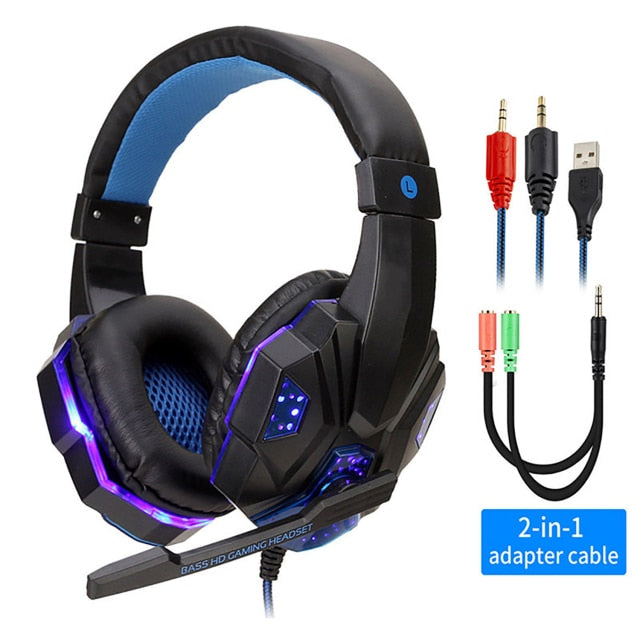Casque de jeu filaire avec éclairage LED