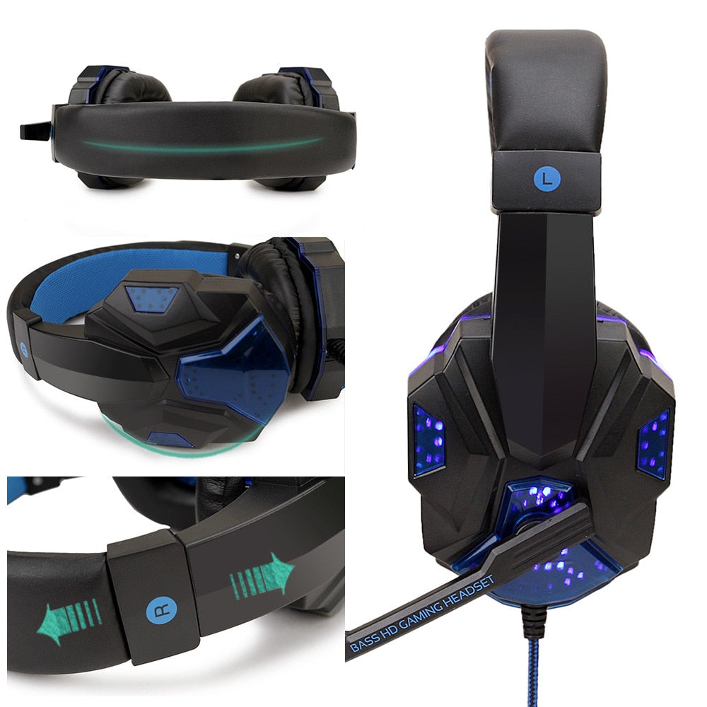 Casque de jeu filaire avec éclairage LED