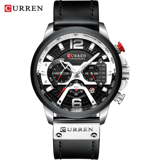 Montre-bracelet chronographe militaire en cuir