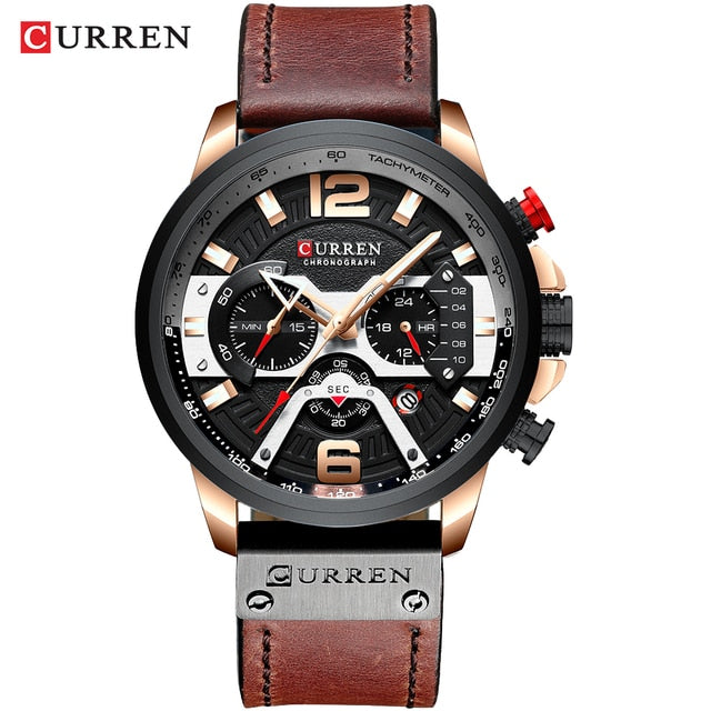 Montre-bracelet chronographe militaire en cuir