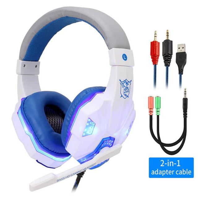 Casque de jeu filaire avec éclairage LED