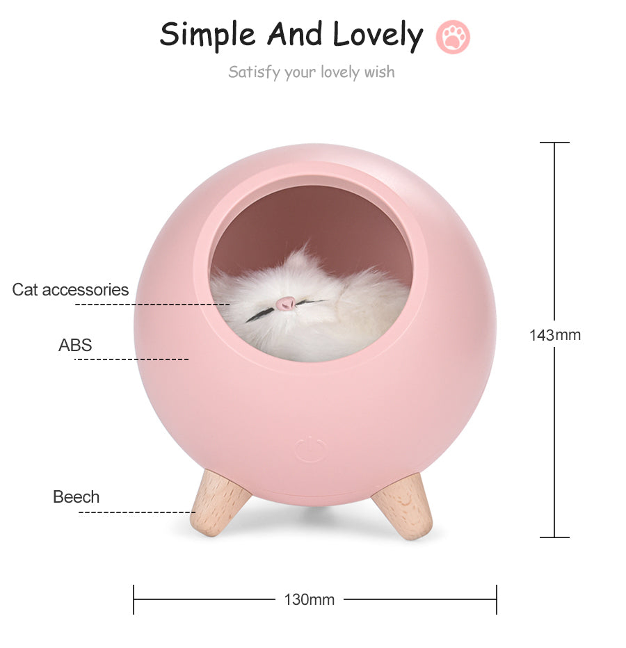 Veilleuse LED chat tactile USB, style chat bionique, intensité variable, veilleuse d'ambiance, décoration de chambre, cadeau idéal pour les fêtes