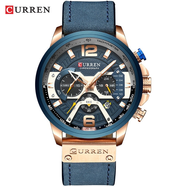 Montre-bracelet chronographe militaire en cuir