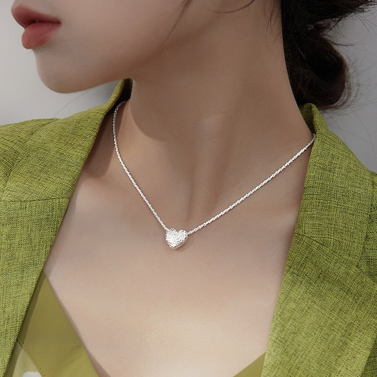 S925 Silver Plated Necklace with Heart Pendant Design
