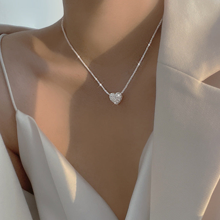 S925 Silver Plated Necklace with Heart Pendant Design