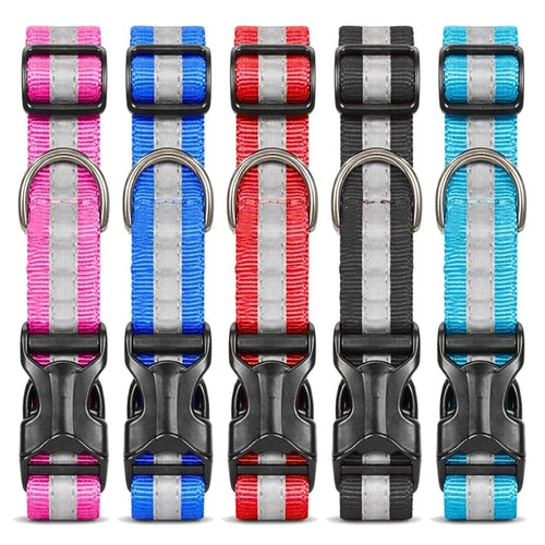 Reflective Nylon Dog Collar Set Pack of 5