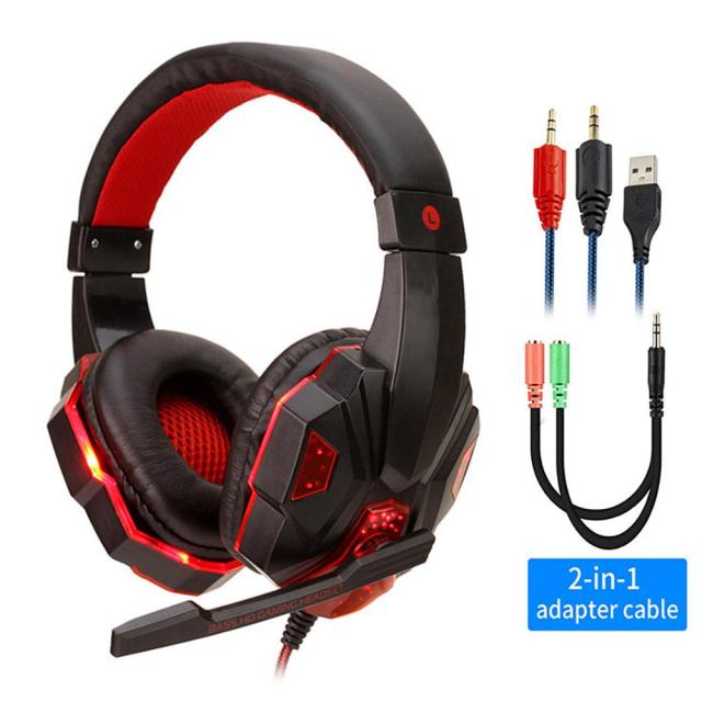 Casque de jeu filaire avec éclairage LED