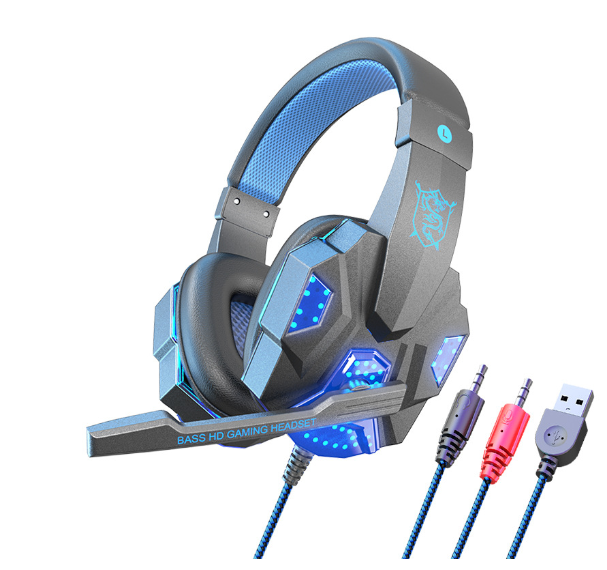 Casque de jeu filaire avec éclairage LED