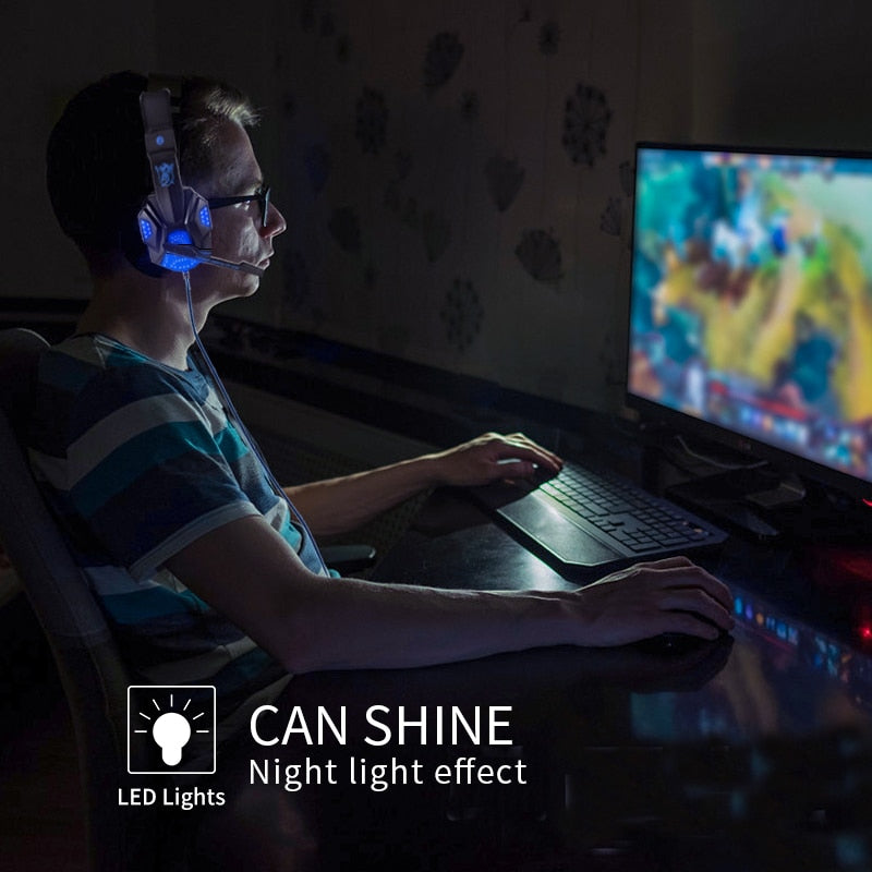 Casque de jeu filaire avec éclairage LED