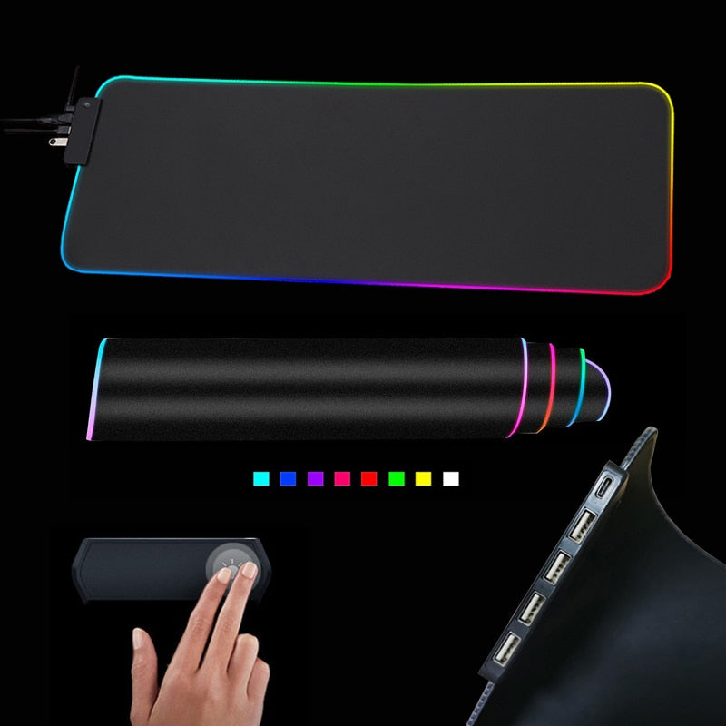 Tapis de souris RGB avec câble