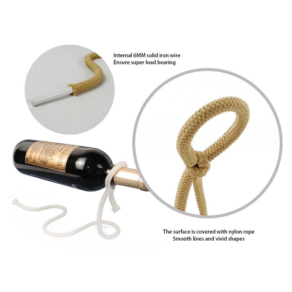 Bouteille de vin suspendue par une corde